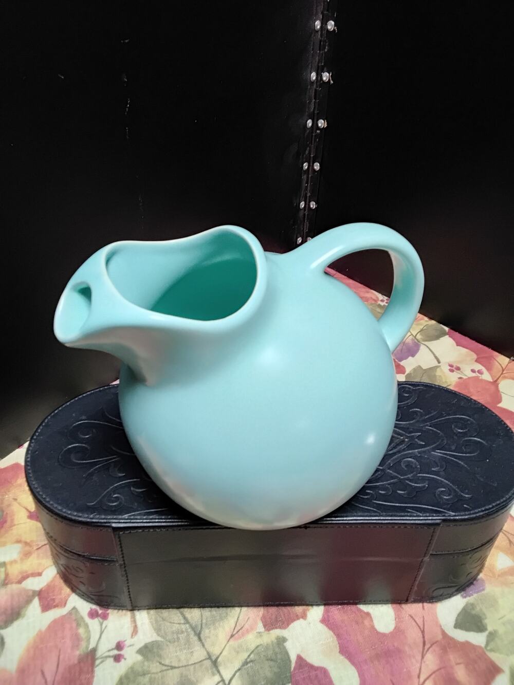 Vintage Franciscan Turquoise Ball pitcher Ice Lip 7" MCM